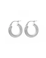 Σκουλαρίκια κρίκοι ασημένια-επιχρυσωμένα - Image 2