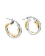 Σκουλαρίκια κρίκοι ασημένια-επιχρυσωμένα - Image 2