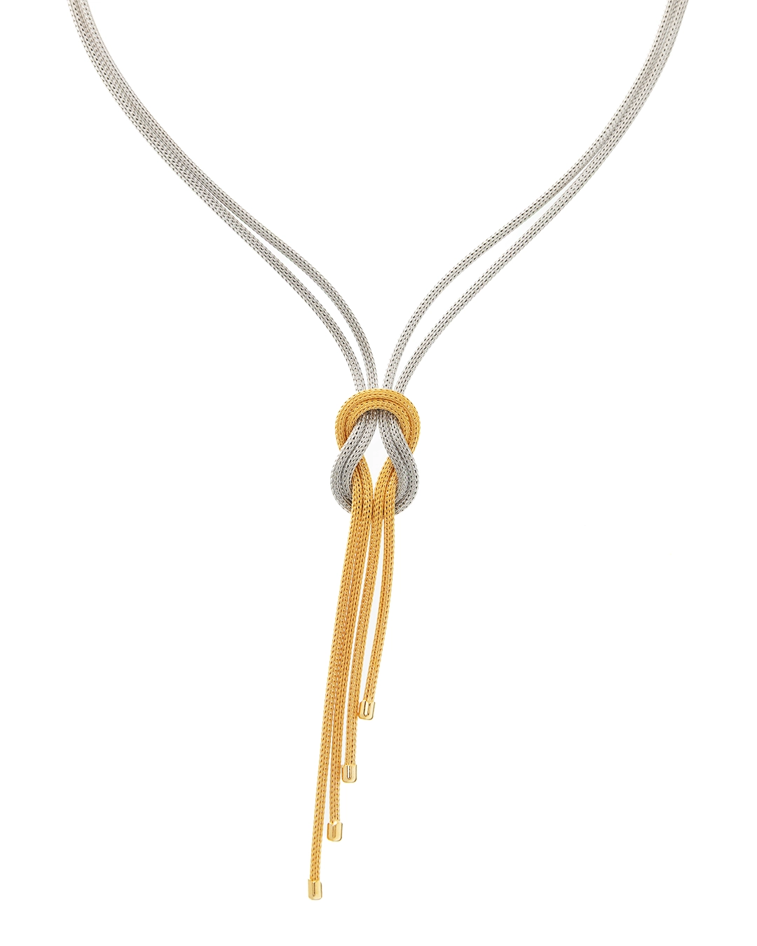 AN22254b Κολιέ ασημένιο-επιχρυσωμένο mesh - Image 1