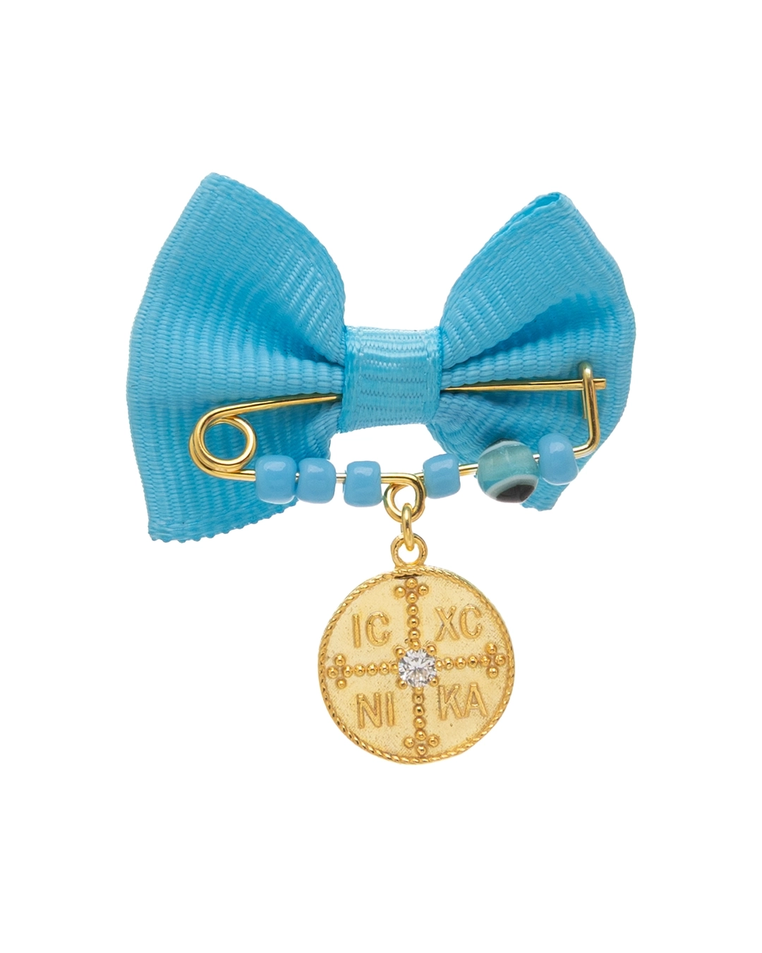 AN223241a Παραμάνα ασημένια-επιχρυσωμένη για νεογέννητα - Image 1