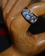 Δαχτυλίδι ασημένιο μέ χρυσό 18Κ καί ζιρκόν vintage - Image 3