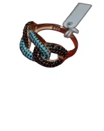 Δαχτυλίδι ασημένιο-επιχρυσωμένο μέ τυρκουάζ και μαύρα ζιρκόν