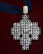 Κολιέ-μενταγιόν ασημένιο μέ ζιρκόν vintage - Image 4