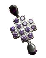 Μενταγιόν σταυρός ασημένιος μέ αμέθυστο vintage