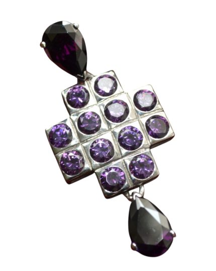 Μενταγιόν σταυρός ασημένιος μέ αμέθυστο vintage