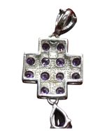 Μενταγιόν σταυρός ασημένιος μέ αμέθυστο vintage - Image 5