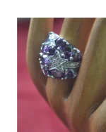 Δαχτυλίδι ασημένιο μέ αμέθυστο και ζιρκόν vintage - Image 3