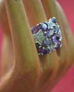 Δαχτυλίδι ασημένιο μέ αμέθυστο και ζιρκόν vintage - Image 4