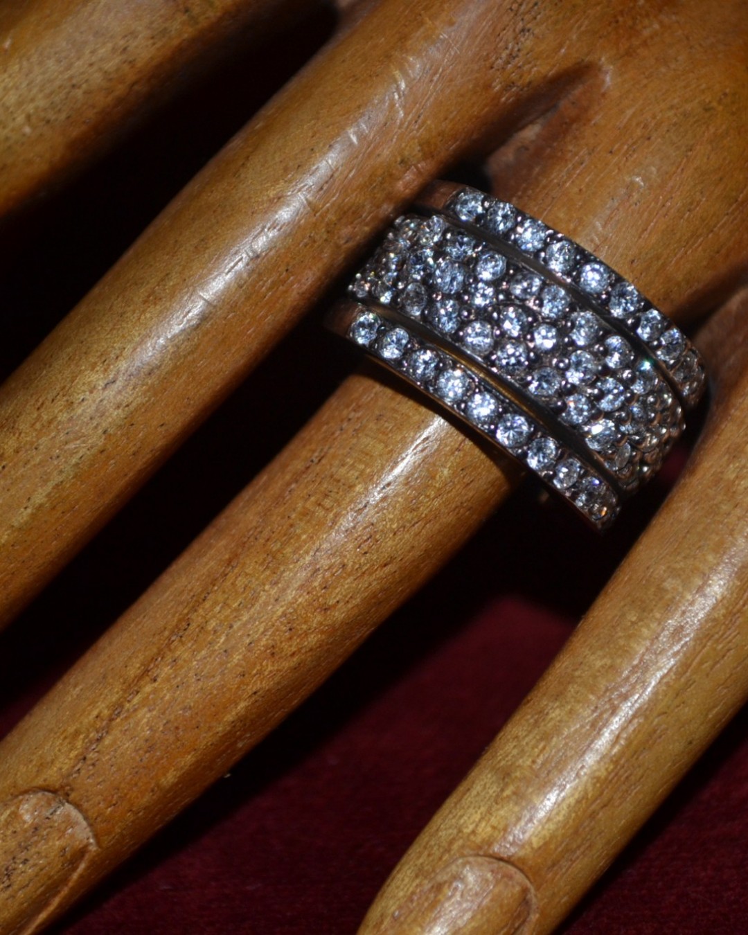 an.1259 Δαχτυλίδι ασημένιο μέ ζιρκόν σέ 5 σειρές vintage - Image 1