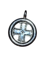 Μενταγιόν ασημένιο σταυρός μέ ζιρκόν vintage - Image 3