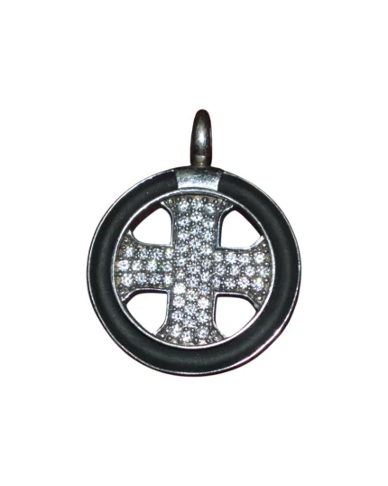 Μενταγιόν ασημένιο σταυρός μέ ζιρκόν vintage