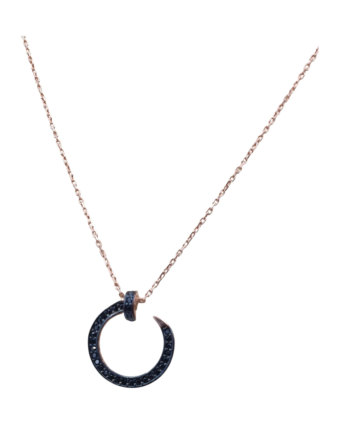 an.1455 Κολιέ-μενταγιόν ασημένιο-επιχρυσωμένο με μαύρα ζιρκόν - Image 1