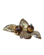 Μενταγιόν επιχρυσωμένο μέ μάτι τίγρεως σέ σχήμα λουλουδιού vintage - Image 2