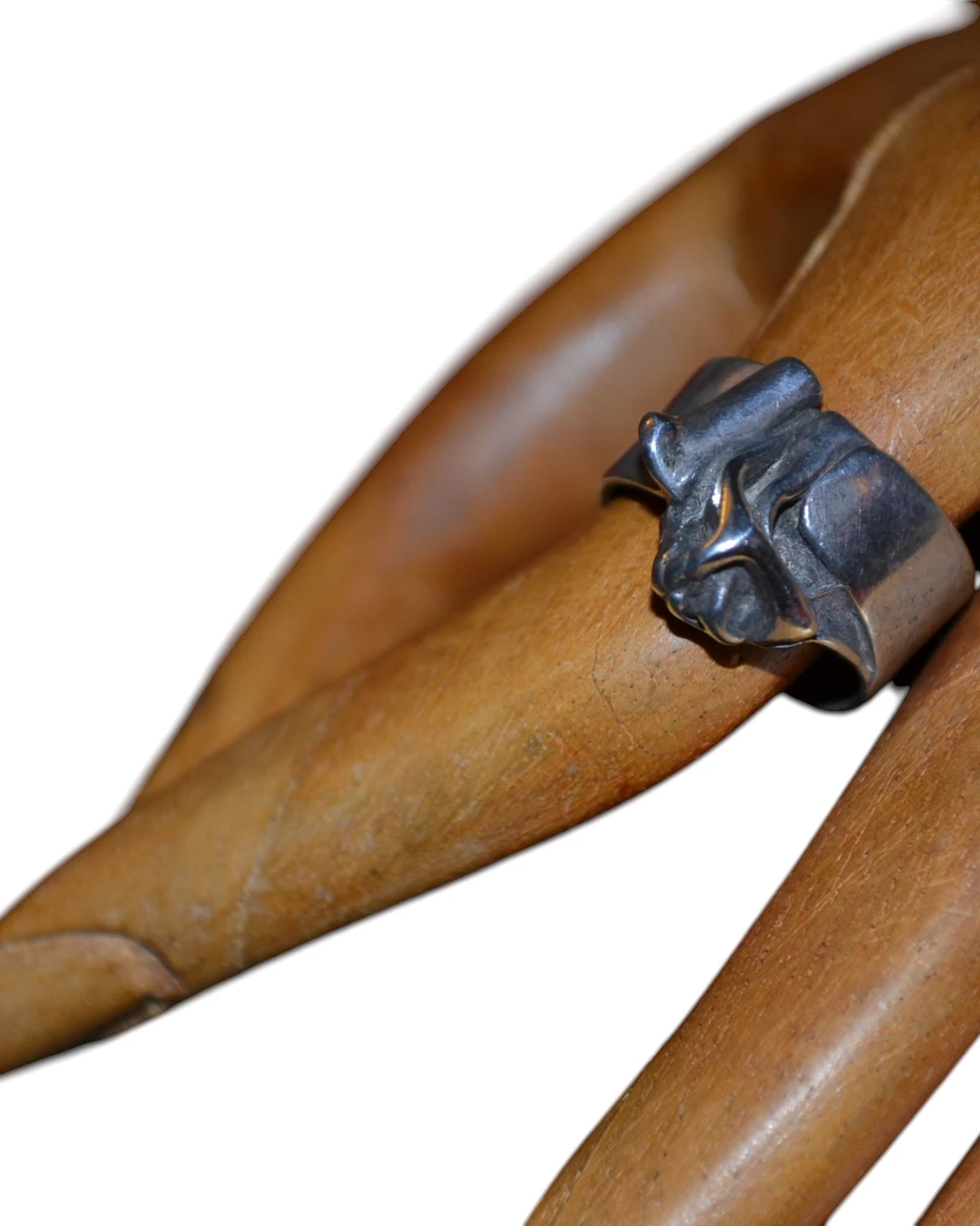 an.696 (2) Δαχτυλίδι ασημένιο χειροποίητο vintage - Image 1