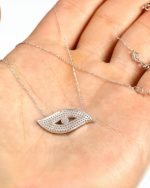 Μενταγιόν ματάκι ασημένιο χειροποίητο μέ τυρκουάζ και ζιρκόν - Image 3