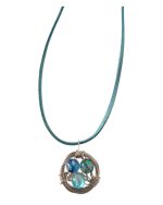 Μενταγιόν-κολιέ χειροποίητο μέ σύρμα και μουράνο χάνδρες - Image 2