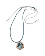 Μενταγιόν-κολιέ χειροποίητο μέ σύρμα και μουράνο χάνδρες - Image 5