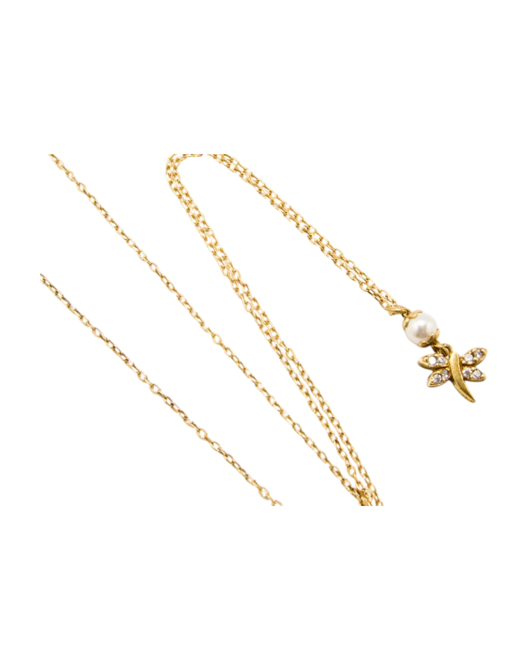 7028 Κολιέ ασημένιο επιχρυσωμένο μέ μαργαριταράκι - Image 1