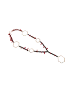 Κολιέ ασημένιο χειροποίητο μέ όνυχα καί κοράλλι