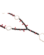 Κολιέ ασημένιο χειροποίητο μέ όνυχα καί κοράλλι - Image 2