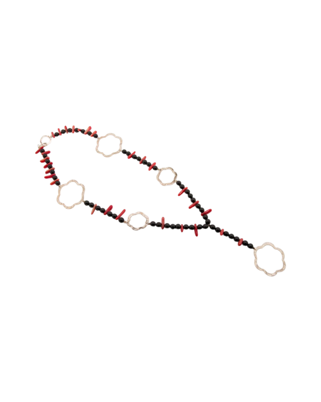 7303 Κολιέ ασημένιο χειροποίητο μέ όνυχα καί κοράλλι - Image 1