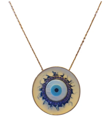 Μενταγιόν ασημένιο “μάτι” μέ φίλντισι