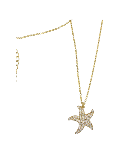 Μενταγιόν ασημένιο-επιχρυσωμένο με ζιρκόν “αστερίας”