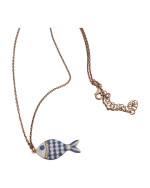 Μενταγιόν ασημένιο-επιχρυσωμένο μέ σμάλτο και ζιρκόν “ψαράκι”