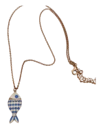 Μενταγιόν ασημένιο-επιχρυσωμένο μέ σμάλτο και ζιρκόν “ψαράκι” - Image 2