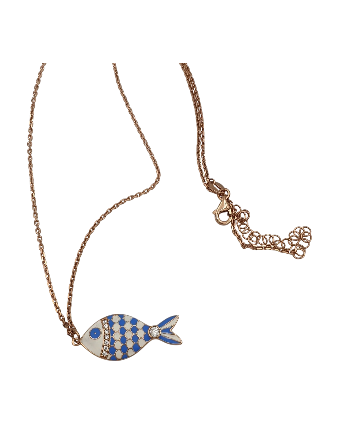 an.2027 Μενταγιόν ασημένιο-επιχρυσωμένο μέ σμάλτο και ζιρκόν “ψαράκι” - Image 1