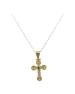 Μενταγιόν ασημένιο-επιχρυσωμένο σταυρός Βυζαντινού στύλ με ζιρκόν - Image 2