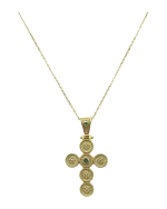 Μενταγιόν ασημένιο-επιχρυσωμένο σταυρός Βυζαντινού στύλ με ζιρκόν - Image 2