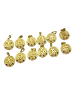 Μενταγιόν ασημένιο-επιχρυσωμένο με ζιρκόν τα 12 ζώδια