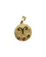 Μενταγιόν ασημένιο-επιχρυσωμένο με ζιρκόν τα 12 ζώδια - Image 2