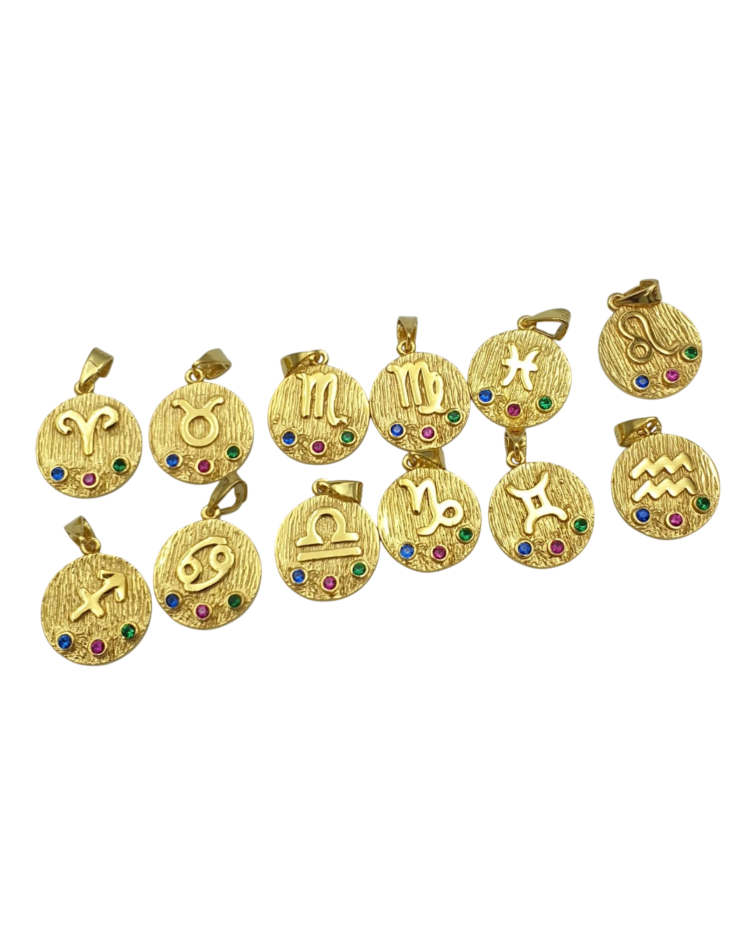 an.20574 Μενταγιόν ασημένιο-επιχρυσωμένο με ζιρκόν τα 12 ζώδια - Image 1