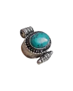 Μενταγιόν χειροποίητο επάργυρο ethnic-Nepal Tibet με τυρκουάζ - Image 2