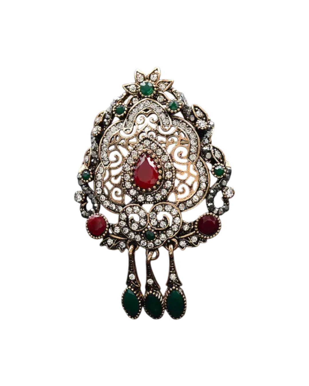 an.20793 Καρφίτσα-μενταγιόν μπρονζέ Τούρκικο στύλ με κρύσταλλα - Image 1