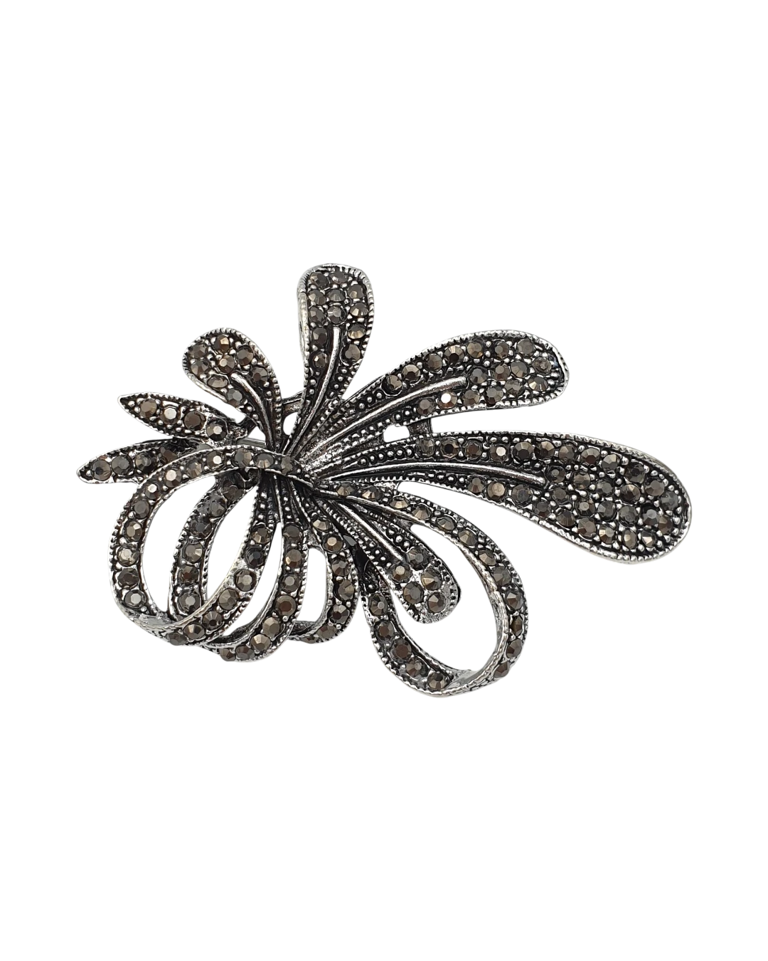 an.20794 Καρφίτσα σε στύλ ρετρό με μαύρα κρύσταλλα - Image 1