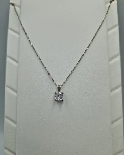 Μενταγιόν ασημένιο με ζιρκόν μονόπετρο σέτ με τα σκουλαρίκια του