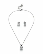 Μενταγιόν ασημένιο με ζιρκόν μονόπετρο σέτ με τα σκουλαρίκια του - Image 4