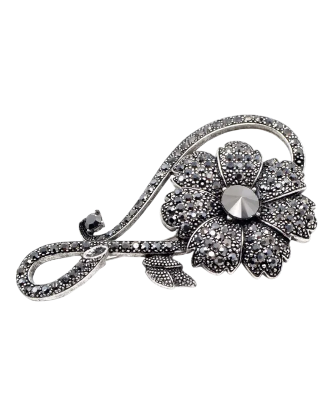 _an.20963 Καρφίτσα σε στύλ ρετρό με μαύρα κρύσταλλα - Image 1