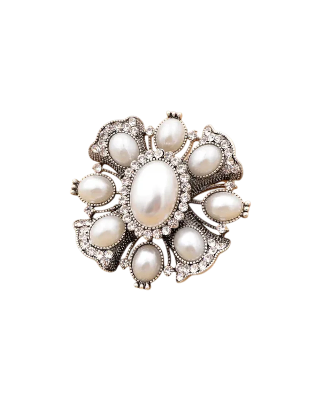 an.20967 Καρφίτσα σε ρετρό στύλ με πέρλες και κρύσταλλα - Image 1