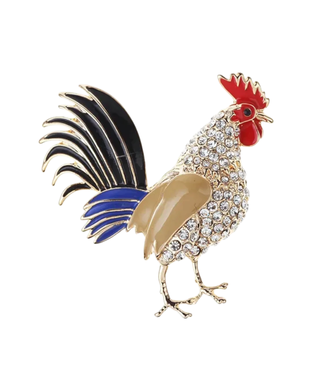 an.21134 Καρφίτσα σε στύλ ρετρό με κρύσταλλα “πετεινός” - Image 1