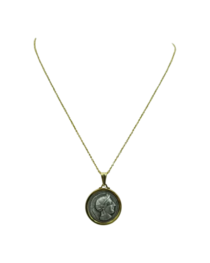 Μενταγιόν ασημένιο-επιχρυσωμένο “Αθηνά” double face