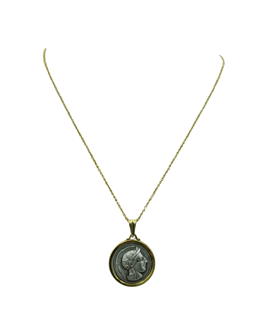 _an.21176 Μενταγιόν ασημένιο-επιχρυσωμένο “Αθηνά” double face - Image 1