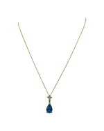 Μενταγιόν ασημένιο-επιχρυσωμένο με ζιρκόν και aquamarine