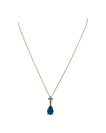 Μενταγιόν ασημένιο-επιχρυσωμένο με ζιρκόν και aquamarine