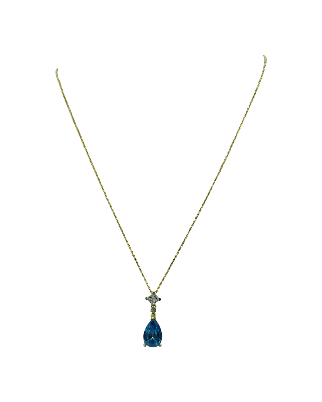 an.21180 Μενταγιόν ασημένιο-επιχρυσωμένο με ζιρκόν και aquamarine - Image 1