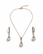 Μενταγιόν σέτ με τα σκουλαρίκια ασημένιο-επιχρυσωμένο