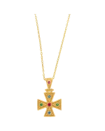 Μενταγιόν σταυρός ασημένιο-επιχρυσωμένο Βυζαντινού στύλ